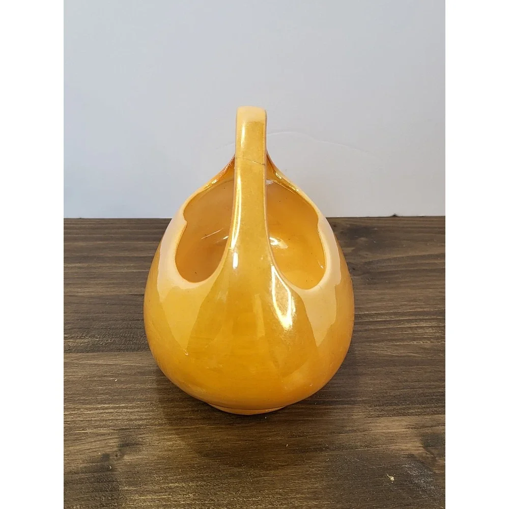 Vintage Czechoslovakia Peach Lusterware Ceramic Bridal Basket 6.5in